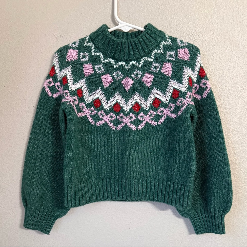 Tucker + Tate Fair Isle Mock Neck Cotton Blend Sweater Girls Size 3